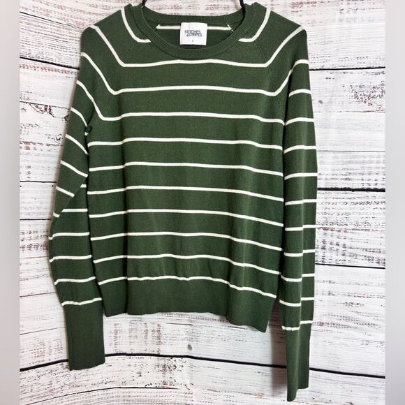 Stitches + Stripes Sweater Womens Sz S striped knit Pullover Otis Cypress Combo - Picture 3 of 11